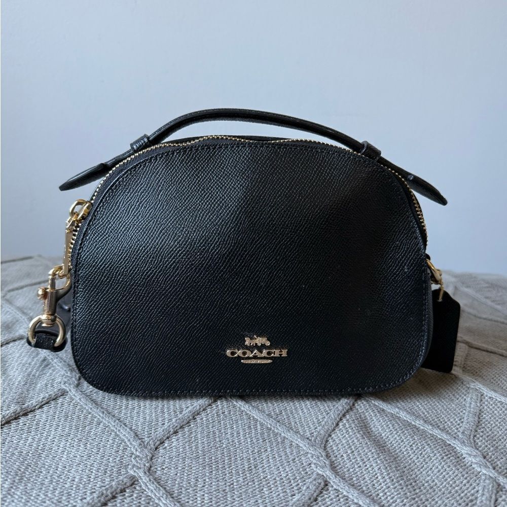 Coach Serena Satchel Crossbody Bag Top Handle Saffiano Leather Black 1589 Small